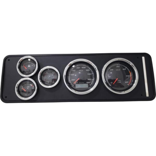 Painel de Kombi com 5 Instrumentos VELOCÍMETRO / CONTAGIRO / INDICADOR DE FUNÇÕES / NÍVEL DE COMBUSTÍVEL / TEMPERATURA - Extreme Preto Croma - MAXCRONOMETER